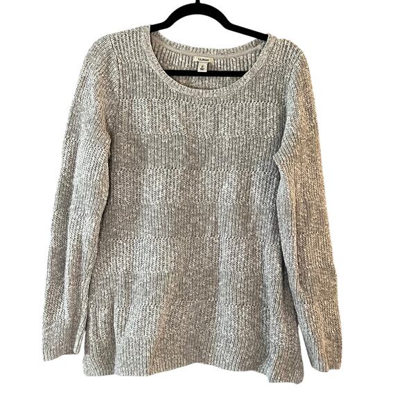 L.L. Bean Sweaters - L.L. Bean Women’s Sweater Medium Gray Cotton Knit Pullover Long Sleeve Casual
